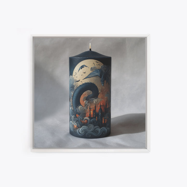 The Candle Smoke Dragon - Icon Portrait, Gothic Home Decor, Square Wall Art, Canvas Print, Halloween Home Decor, Gothic Wall Art