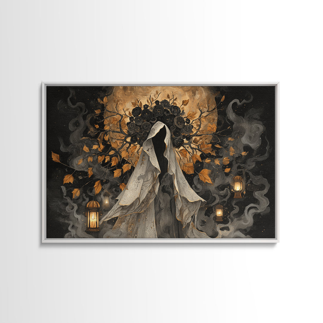 The Mourning Moth Halo - Procession Scene, Dark Fantasy Wall Art, Landscape Wall Art, Canvas Print, Halloween Home Decor, Gothic Wall Art