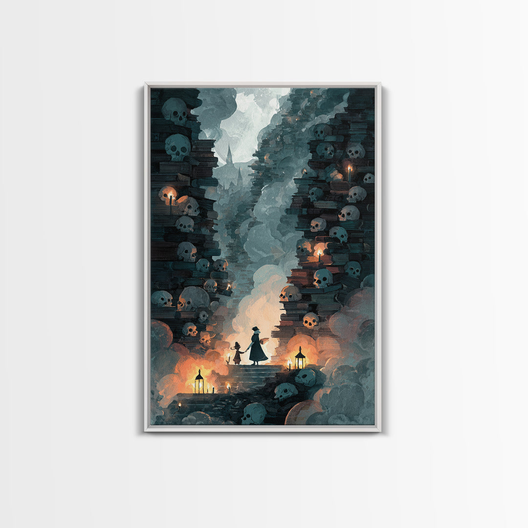 The Catacomb Library - Icon Portrait, Gothic Home Decor, Vertical Wall Art, Canvas Print, Halloween Home Decor, Gothic Wall Art