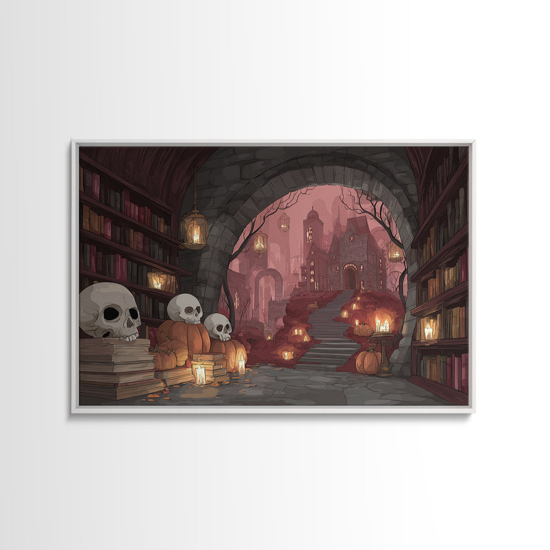 The Catacomb Library - Environmental Panorama, Gothic Home Decor, Landscape Wall Art, Canvas Print, Halloween Home Decor, Gothic Wall Art