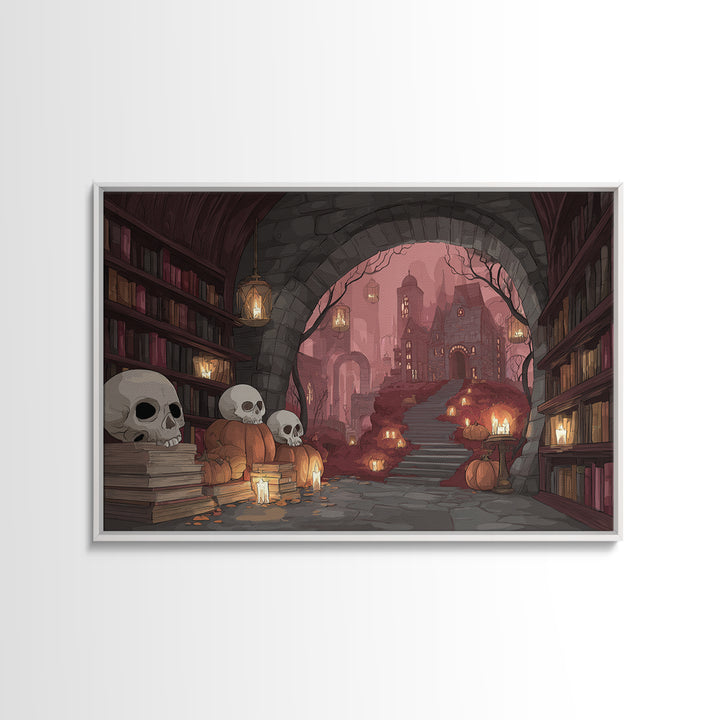 The Catacomb Library - Environmental Panorama, Gothic Home Decor, Landscape Wall Art, Canvas Print, Halloween Home Decor, Gothic Wall Art