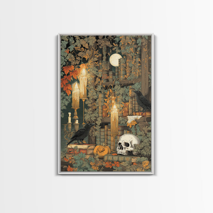 The Catacomb Library - Occult Still Life, Dark Fantasy Wall Art, Vertical Wall Art, Canvas Print, Halloween Home Decor, Gothic Wall Art