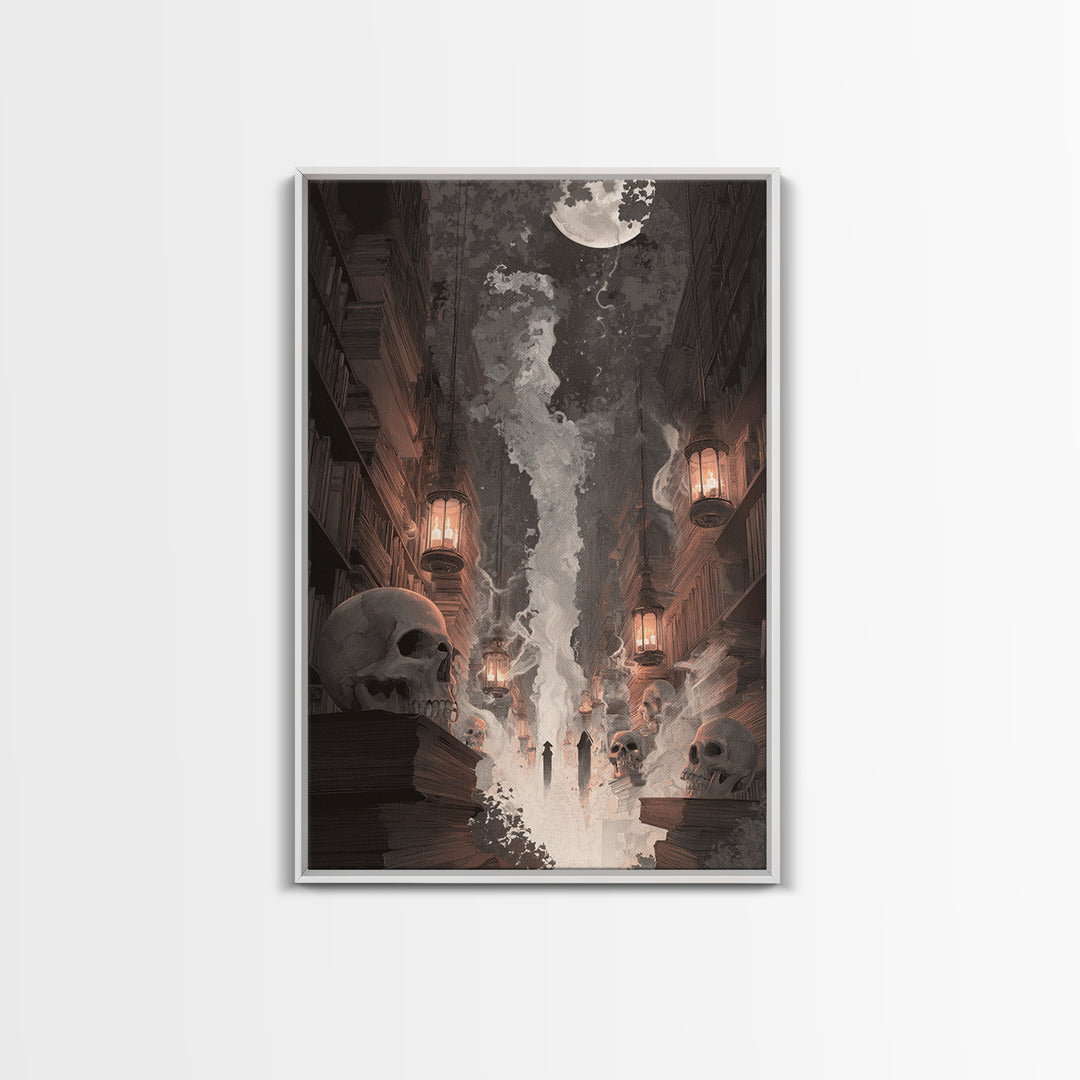 The Catacomb Library - Procession Scene, Occult Wall Decor, Vertical Wall Art, Canvas Print, Halloween Home Decor, Gothic Wall Art
