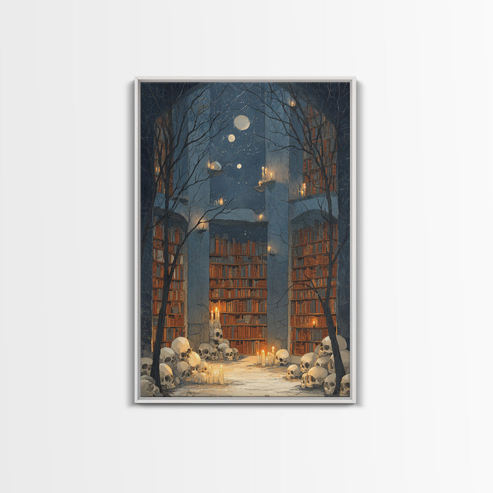The Catacomb Library - Surreal Celestial Vision, Dark Fantasy Wall Art, Vertical Wall Art, Canvas Print, Halloween Home Decor