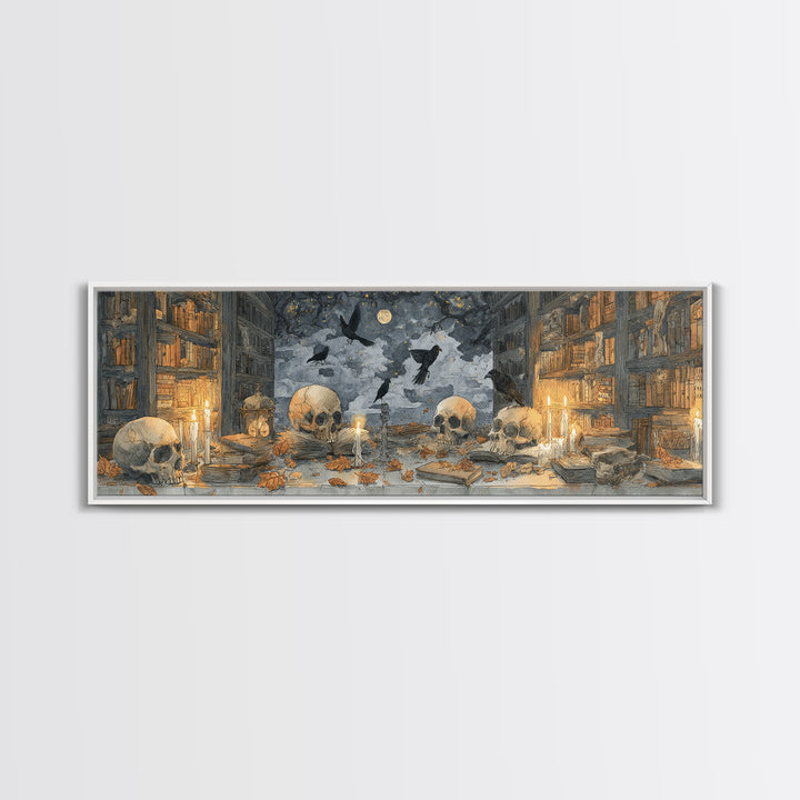 The Catacomb Library - Surreal Celestial Vision, Gothic Home Decor, Extra Wide Wall Art, Canvas Print, Halloween Home Decor, Gothic Wall Art