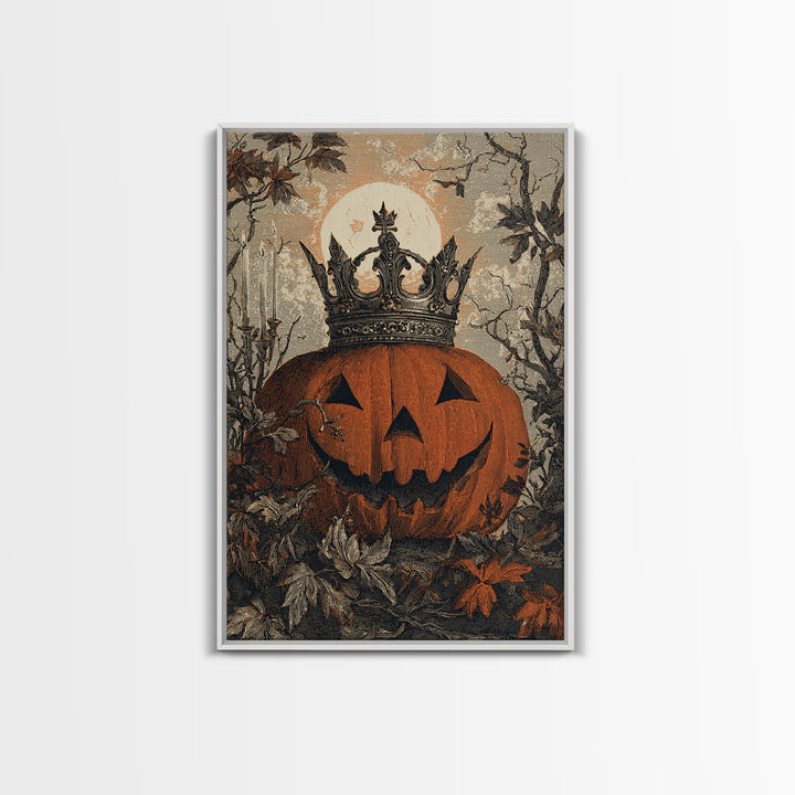 The Jack-O-Lantern Crown Jewels - Icon Portrait, Macabre Halloween Art, Vertical Wall Art, Framed Canvas Print, Halloween Home Decor