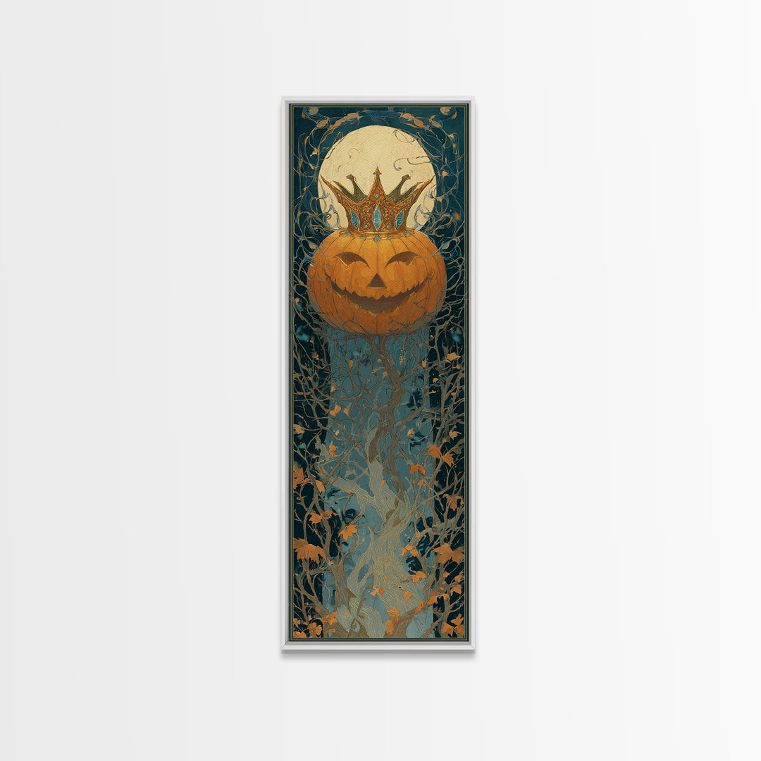 The Jack-O-Lantern Crown Jewels - Icon Portrait, Macabre Halloween Art, Tall Narrow Wall Art, Framed Canvas Print, Halloween Home Decor