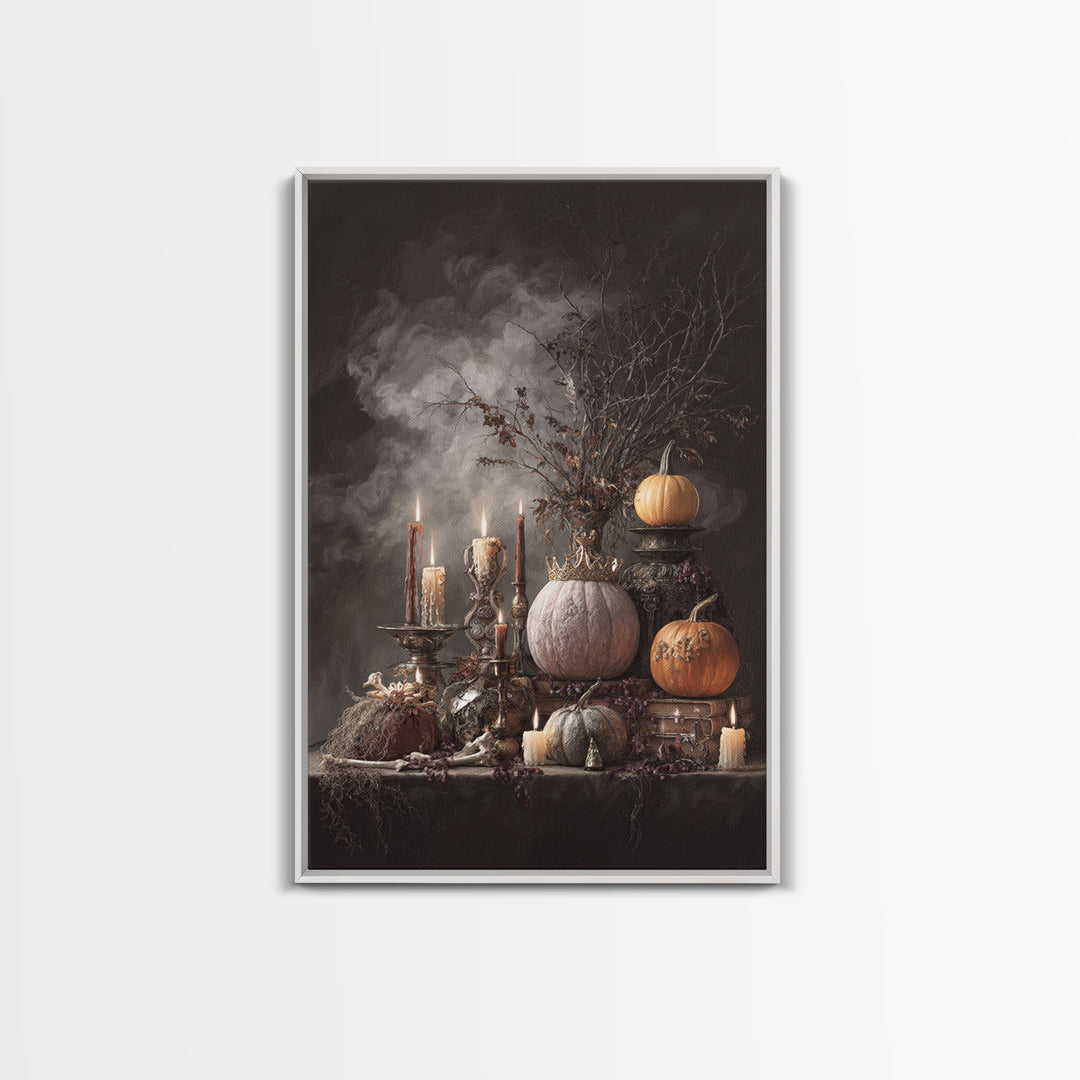 The Jack-O-Lantern Crown Jewels - Occult Still Life, Gothic Home Decor, Vertical Wall Art, Canvas Print, Halloween Home Decor