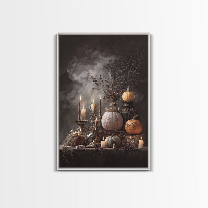 The Jack-O-Lantern Crown Jewels - Occult Still Life, Gothic Home Decor, Vertical Wall Art, Canvas Print, Halloween Home Decor