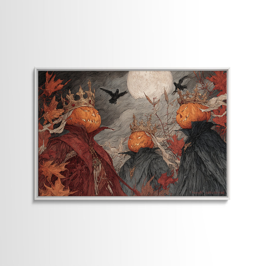 The Jack-O-Lantern Crown Jewels - Procession Scene, Dark Fantasy Wall Art, Landscape Wall Art, Canvas Print, Halloween Home Decor