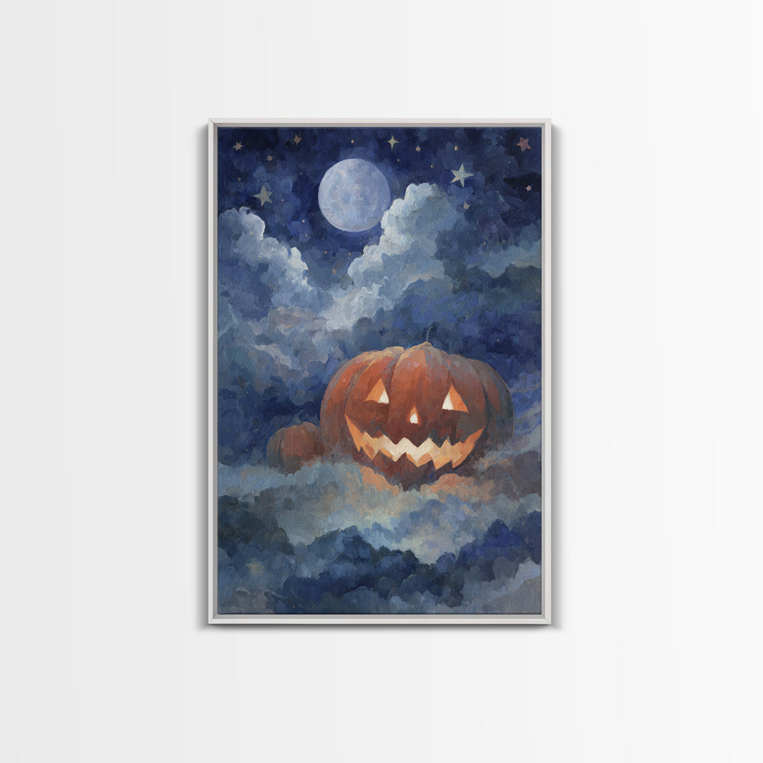 The Jack-O-Lantern Crown Jewels - Surreal Celestial Vision, Gothic Home Decor, Vertical Wall Art, Canvas Print, Halloween Home Decor