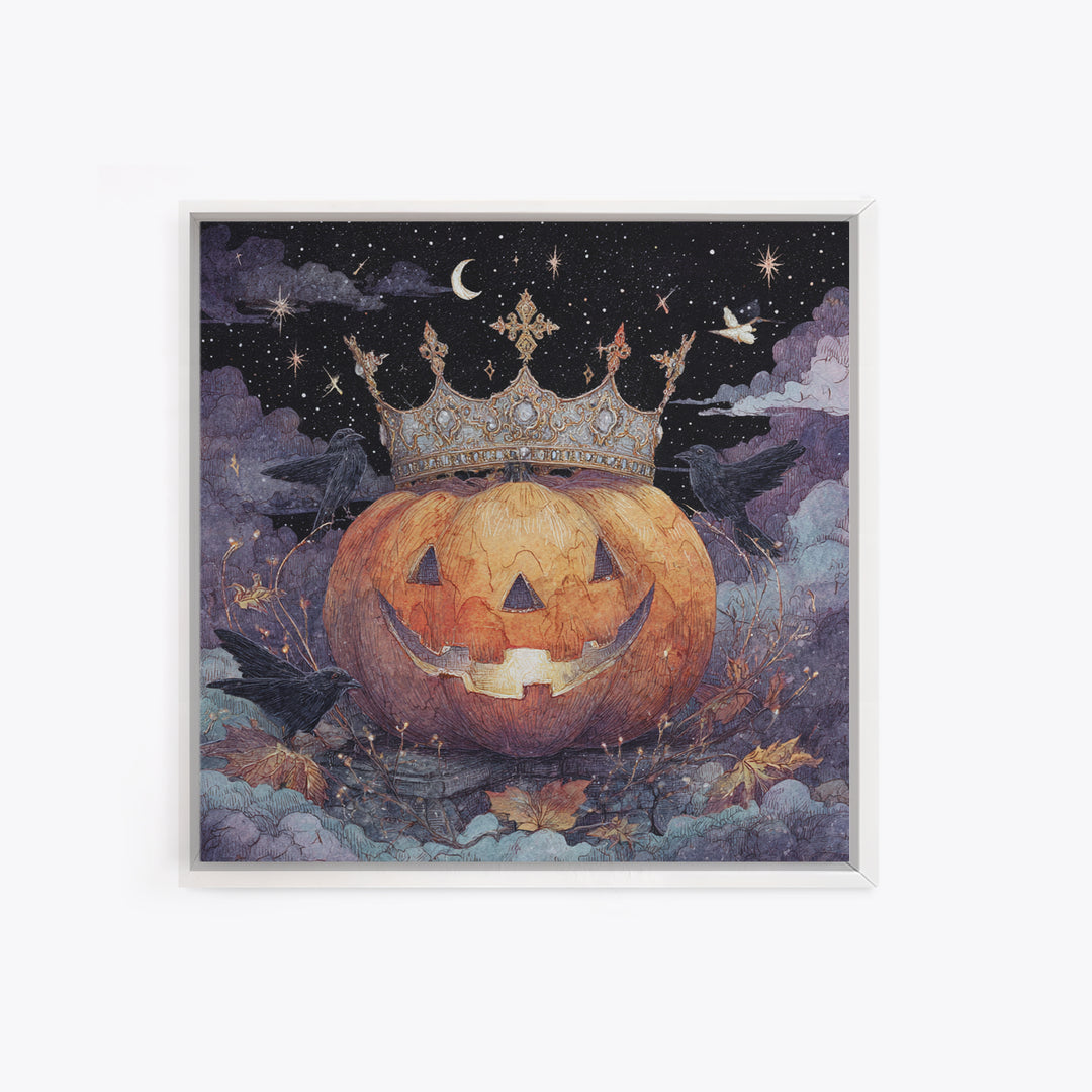 The Jack-O-Lantern Crown Jewels - Surreal Celestial Vision, Dark Fantasy Wall Art, Square Wall Art, Canvas Print, Halloween Home Decor