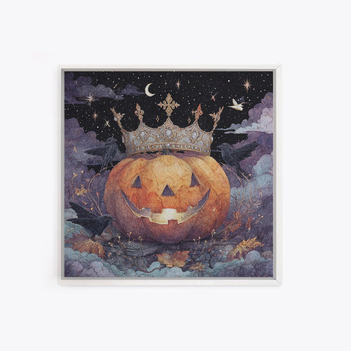 The Jack-O-Lantern Crown Jewels - Surreal Celestial Vision, Dark Fantasy Wall Art, Square Wall Art, Canvas Print, Halloween Home Decor