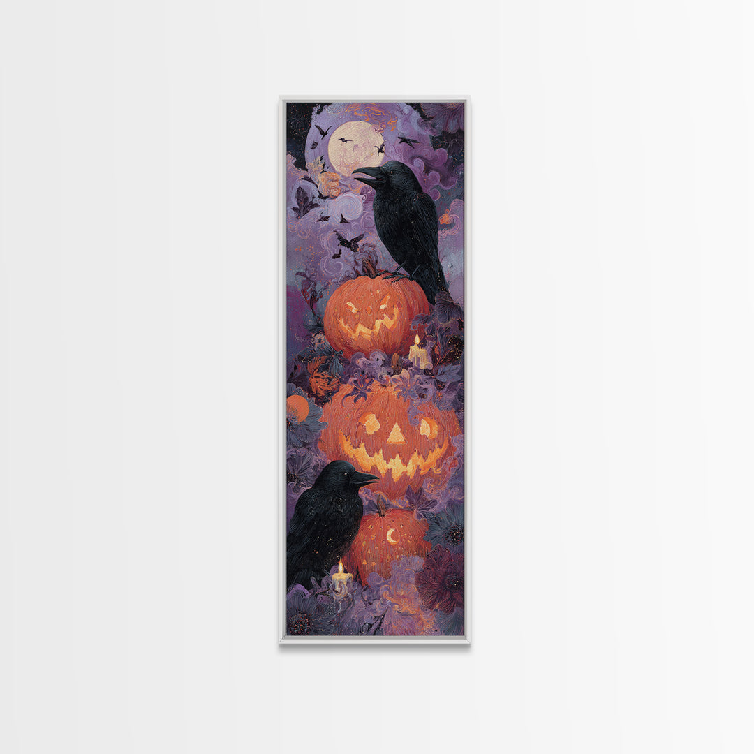 The Jack-O-Lantern Crown Jewels - Surreal Celestial Vision, Halloween Wall Art, Tall Narrow Wall Art, Framed Canvas Print, Gothic Wall Art