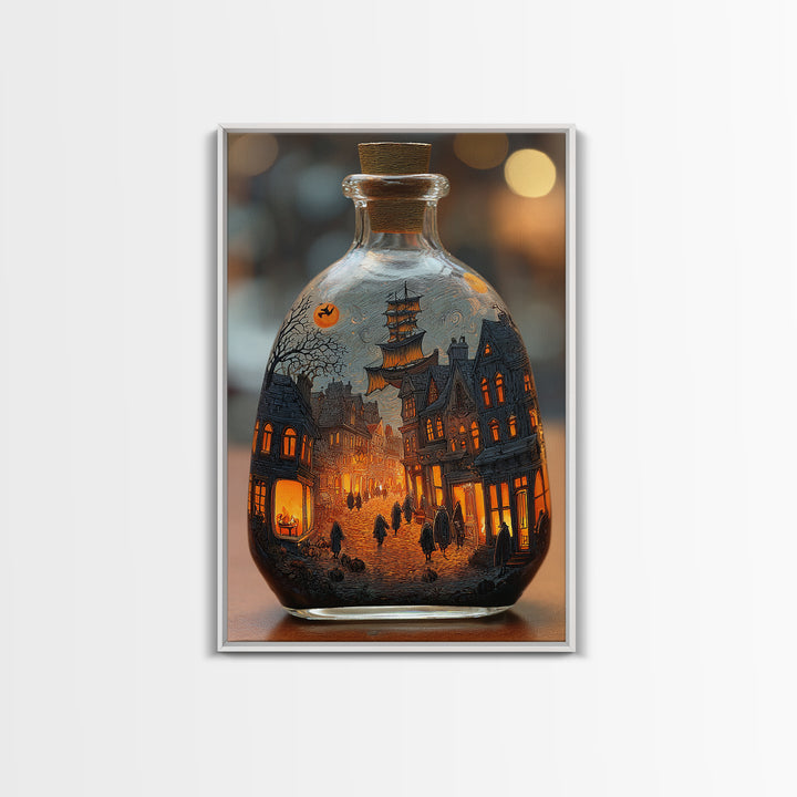 The Ghost Ship In A Bottle - Procession Scene, Gothic Home Decor, Vertical Wall Art, Canvas Print, Halloween Home Decor, Gothic Wall Art