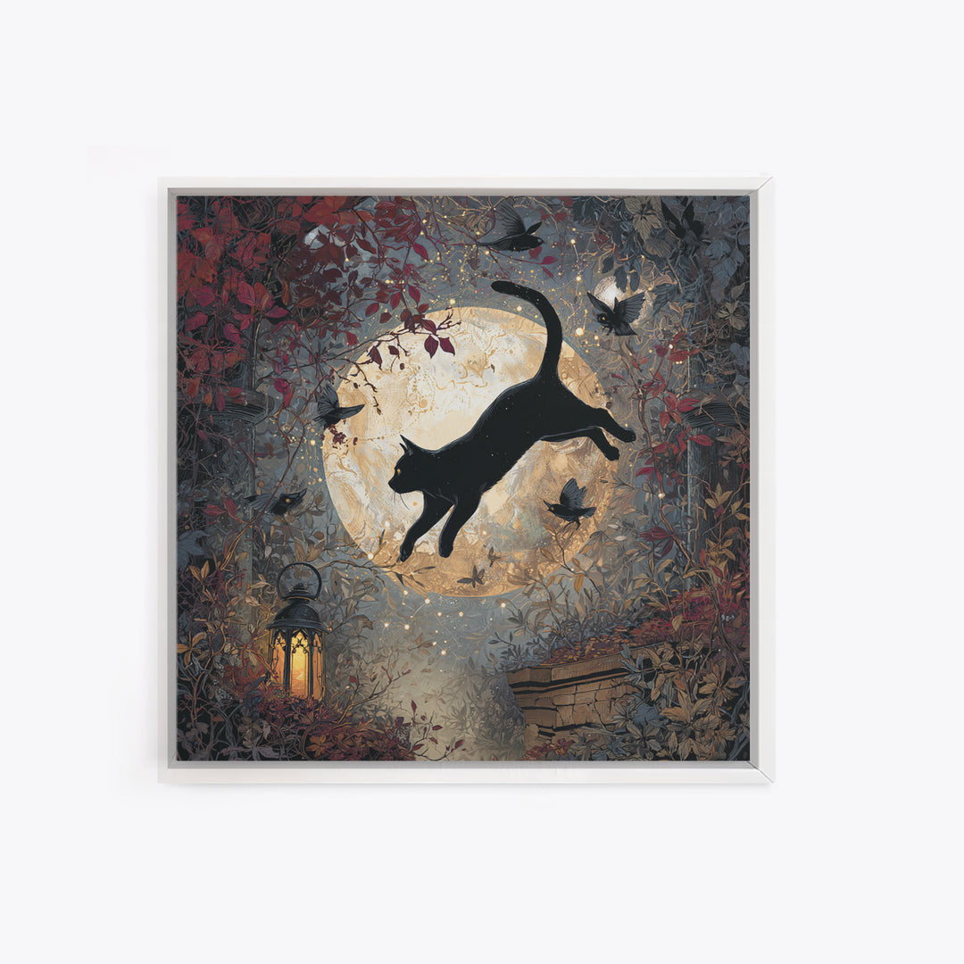 The Black Cat Constellation - Icon Portrait, Occult Wall Decor, Square Wall Art, Canvas Print, Halloween Home Decor, Gothic Wall Art