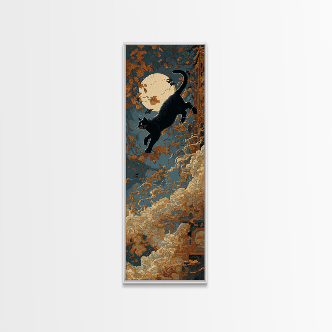 The Black Cat Constellation - Icon Portrait, Dark Fantasy Wall Art, Tall Narrow Wall Art, Canvas Print, Halloween Home Decor