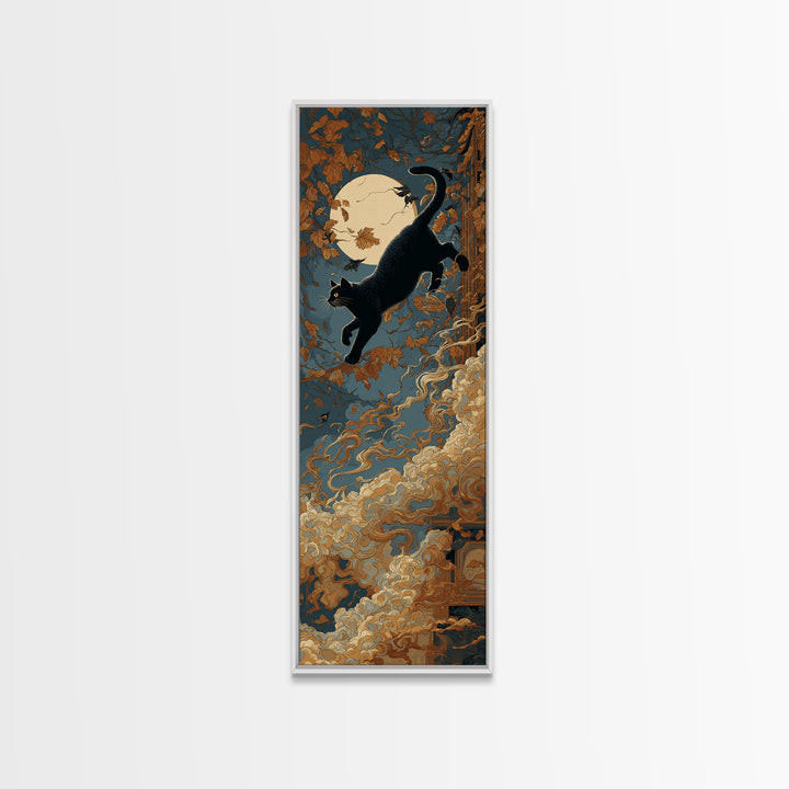 The Black Cat Constellation - Icon Portrait, Dark Fantasy Wall Art, Tall Narrow Wall Art, Canvas Print, Halloween Home Decor