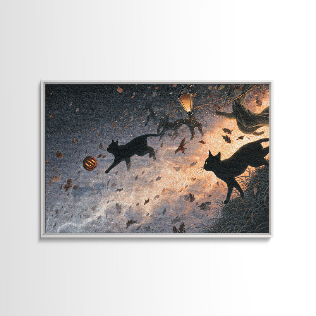 The Black Cat Constellation - Procession Scene, Gothic Home Decor, Landscape Wall Art, Canvas Print, Halloween Home Decor, Gothic Wall Art