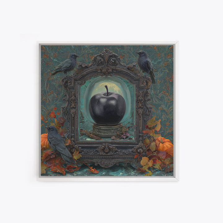 The Poison Apple Reliquary - Icon Portrait, Macabre Halloween Art, Square Wall Art, Framed Canvas Print, Halloween Home Decor