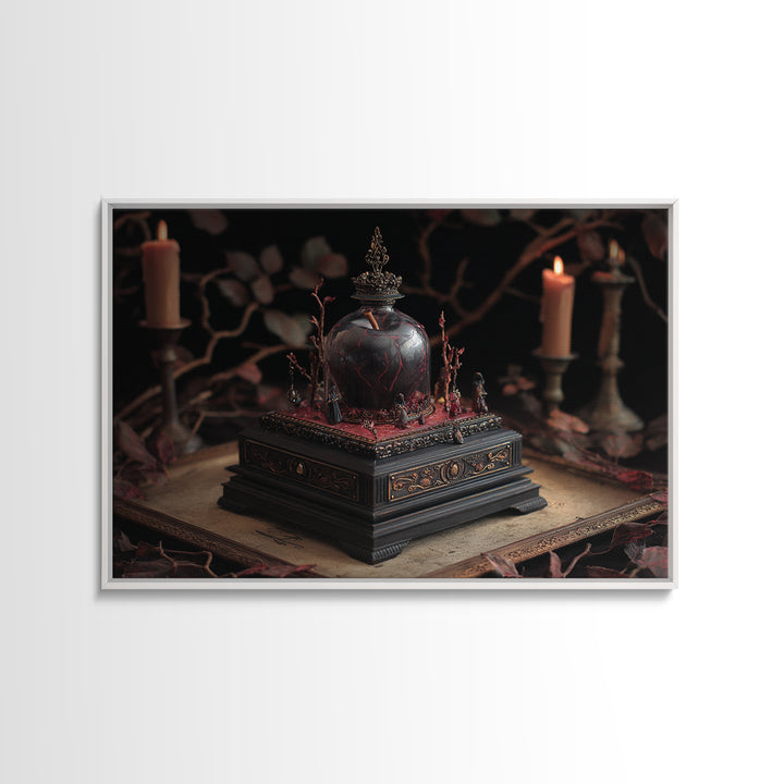 The Poison Apple Reliquary - Procession Scene, Spooky Wall Decor, Landscape Wall Art, Framed Canvas Print, Halloween Home Decor