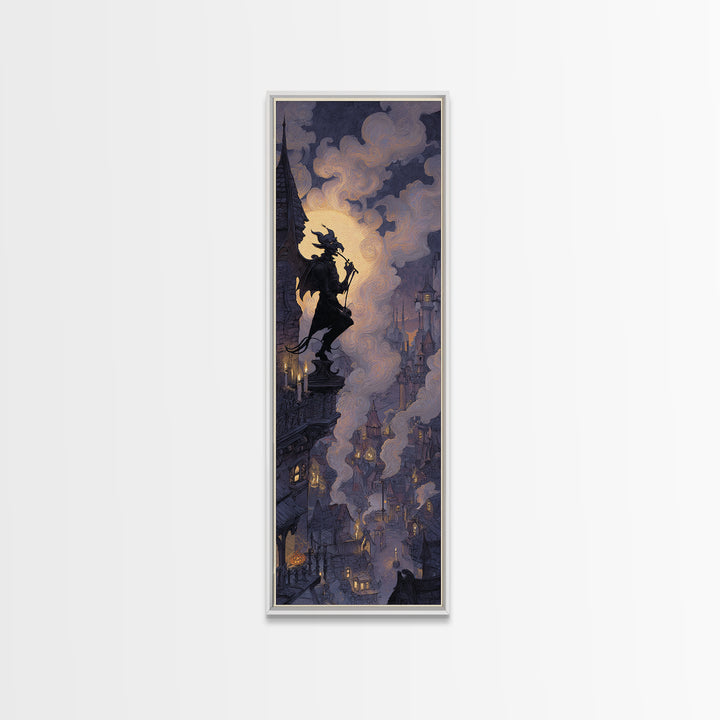 The Gargoyle Rooftop Choir - Icon Portrait, Occult Wall Decor, Tall Narrow Wall Art, Canvas Print, Halloween Home Decor, Gothic Wall Art