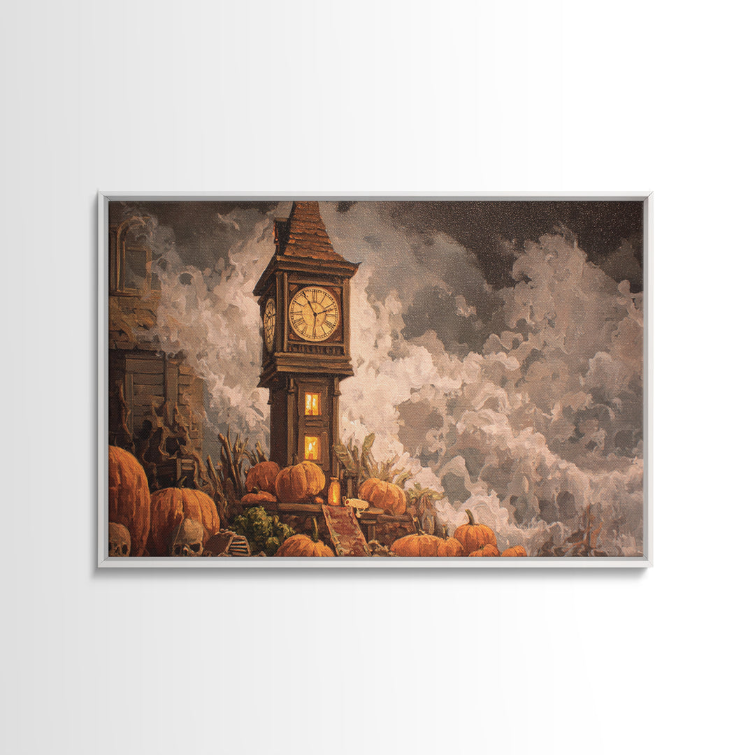 The October Clock Tower - Occult Still Life, Dark Fantasy Wall Art, Landscape Wall Art, Canvas Print, Halloween Home Decor, Gothic Wall Art