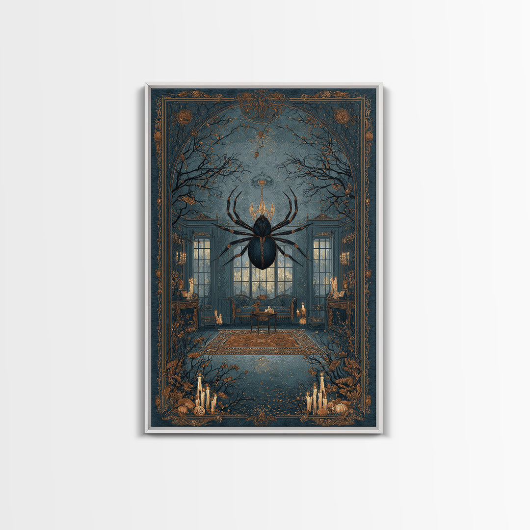 The Spider Queen Parlor - Icon Portrait, Occult Wall Decor, Vertical Wall Art, Canvas Print, Halloween Home Decor, Gothic Wall Art
