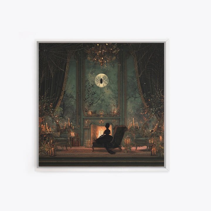 The Spider Queen Parlor - Icon Portrait, Spooky Wall Decor, Square Wall Art, Framed Canvas Print, Halloween Home Decor, Gothic Wall Art