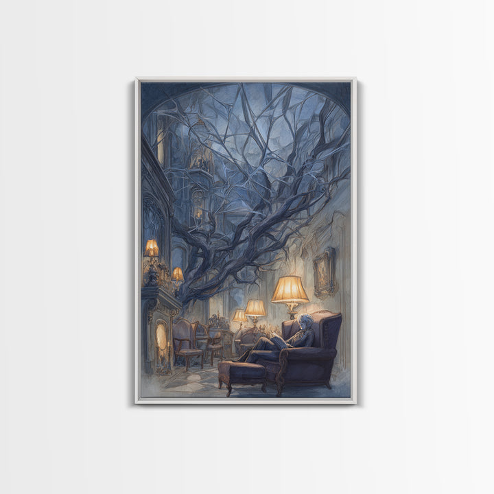 The Spider Queen Parlor - Environmental Panorama, Occult Wall Decor, Vertical Wall Art, Canvas Print, Halloween Home Decor, Gothic Wall Art
