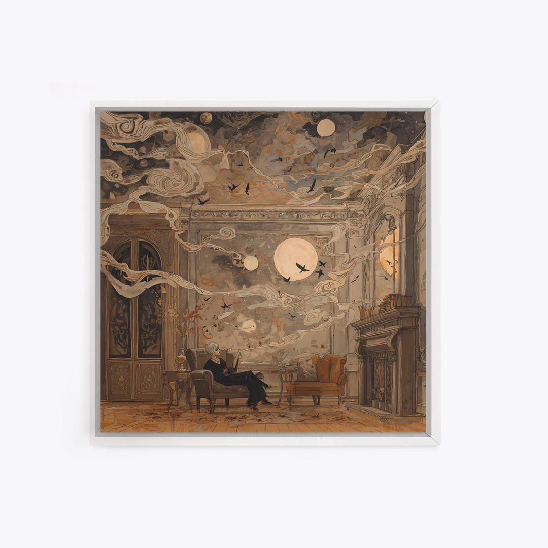 The Spider Queen Parlor - Surreal Celestial Vision, Dark Fantasy Wall Art, Square Wall Art, Canvas Print, Halloween Home Decor