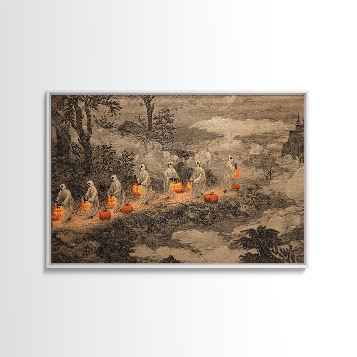 The Golden Funeral Procession - Environmental Panorama, Dark Fantasy Wall Art, Landscape Wall Art, Canvas Print, Halloween Home Decor