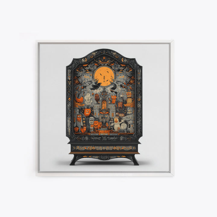 The Monster In The Mirror Cabinet - Icon Portrait, Gothic Home Decor, Square Wall Art, Canvas Print, Halloween Home Decor, Gothic Wall Art