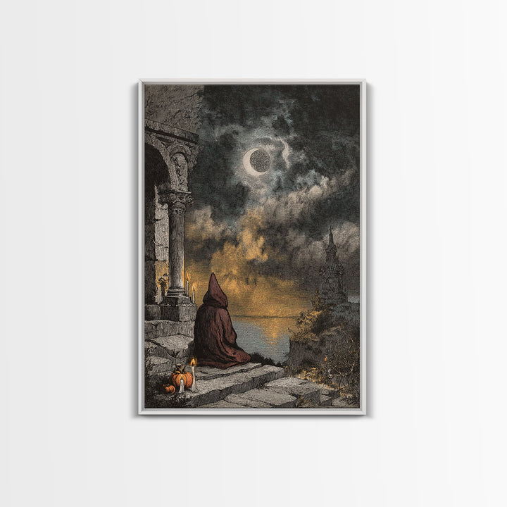 The Dreaming Priest Of The Outer Gate, Cosmic Horror Decor, Vertical Wall Art, Canvas Print, Halloween Home Decor, Gothic Wall Art