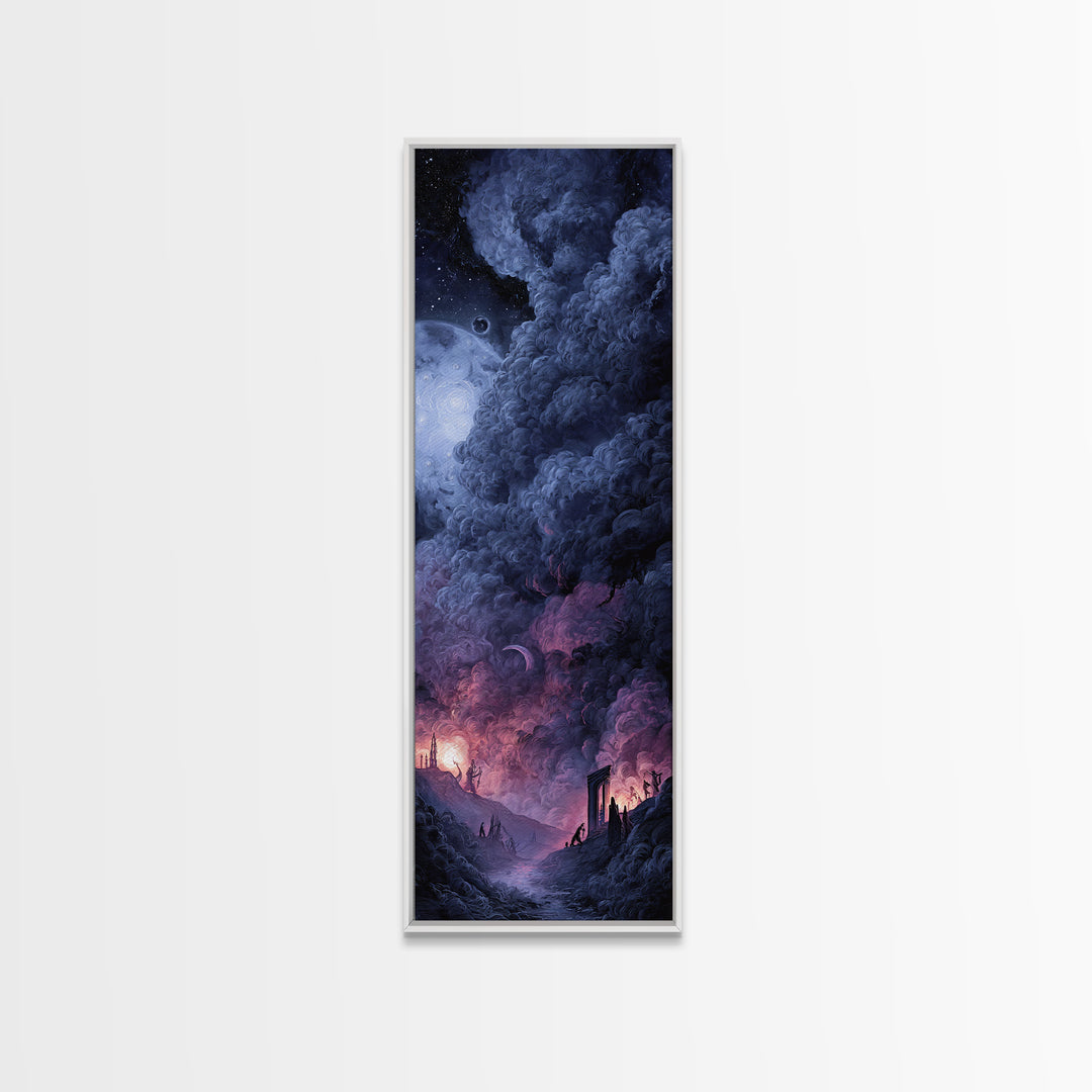 The Dreaming Priest Of The Outer Gate, Dark Fantasy Wall Art, Tall Narrow Wall Art, Framed Canvas Print, Halloween Home Decor