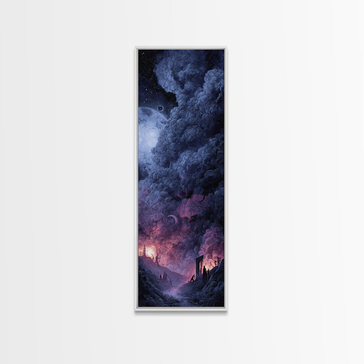 The Dreaming Priest Of The Outer Gate, Dark Fantasy Wall Art, Tall Narrow Wall Art, Framed Canvas Print, Halloween Home Decor