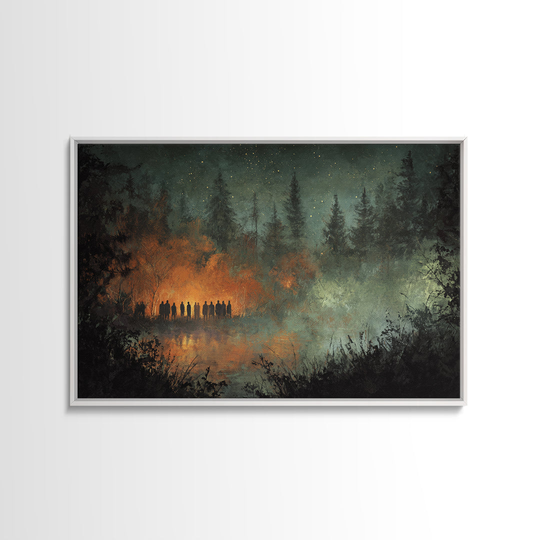 The Choir Of Deepwater Acolytes, Occult Wall Decor, Landscape Wall Art, Framed Canvas Print, Halloween Home Decor, Gothic Wall Art