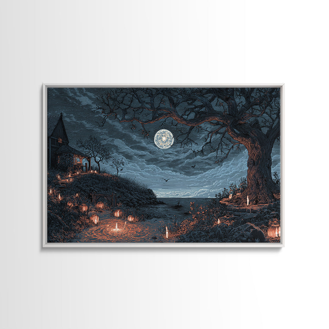 The Star-Seer Of Black Dunwich, Halloween Wall Art, Landscape Wall Art, Framed Canvas Print, Halloween Home Decor, Gothic Wall Art