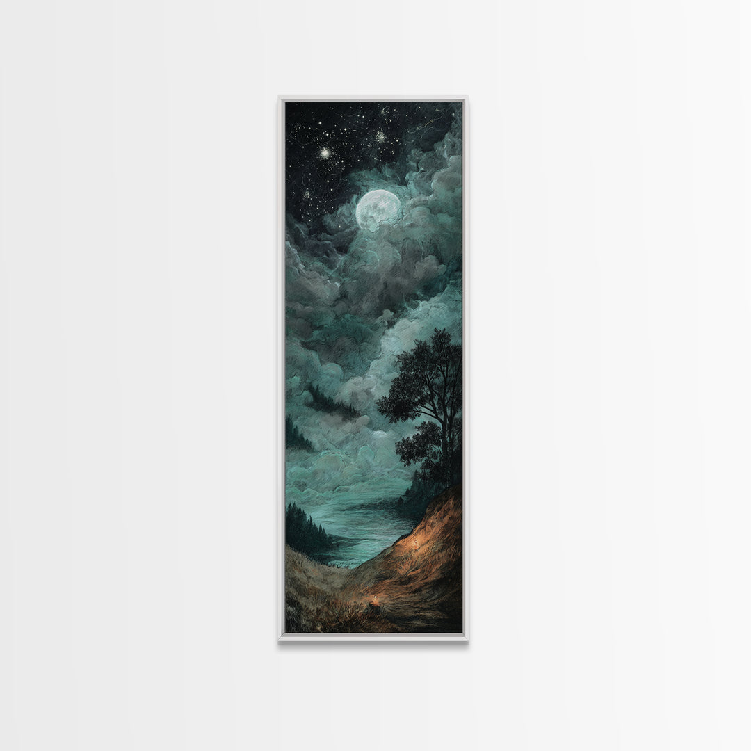 The Bride Of The Abyssal Moon, Occult Wall Decor, Tall Narrow Wall Art, Framed Canvas Print, Halloween Home Decor, Gothic Wall Art