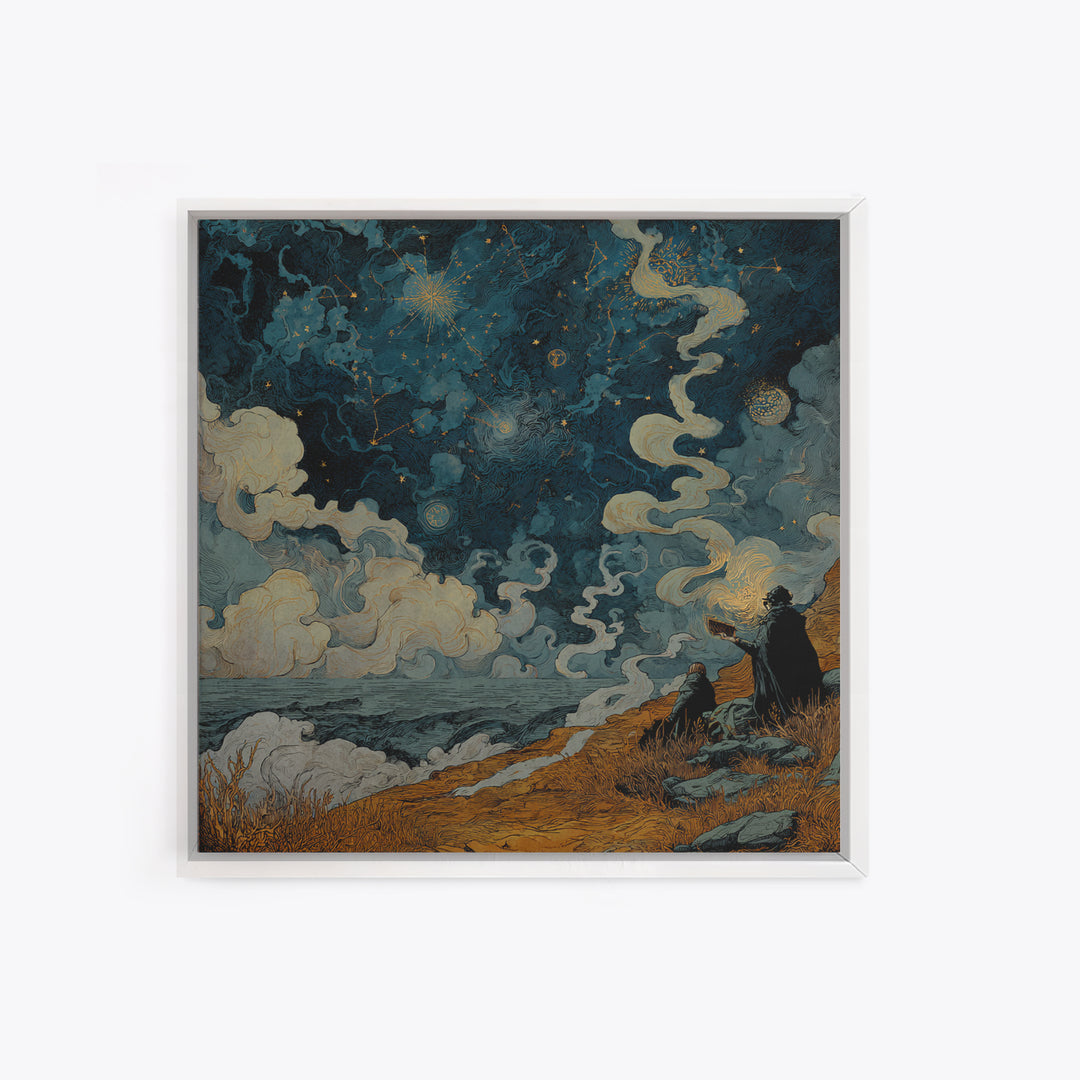 The Astronomer Of The Hollow Sky, Halloween Wall Art, Square Wall Art, Framed Canvas Print, Halloween Home Decor, Gothic Wall Art