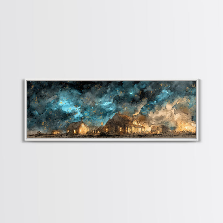 The Crawler Beneath The Floor Of Stars, Cosmic Horror Decor, Extra Wide Wall Art, Canvas Print, Halloween Home Decor, Gothic Wall Art