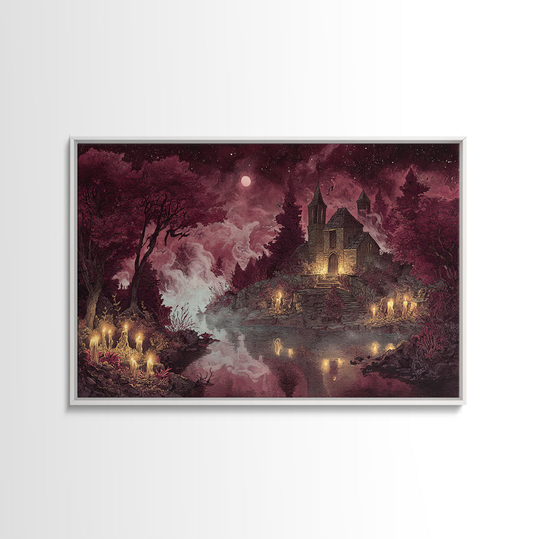 The Mapmaker Of Impossible Shores, Cosmic Horror Decor, Landscape Wall Art, Framed Canvas Print, Halloween Home Decor, Gothic Wall Art