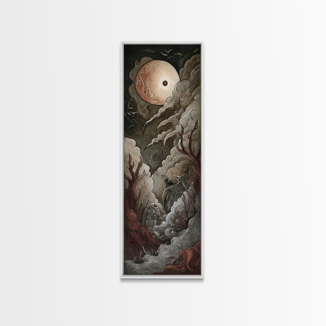The Keeper Of The Black Reef Key, Cosmic Horror Decor, Tall Narrow Wall Art, Canvas Print, Halloween Home Decor, Gothic Wall Art