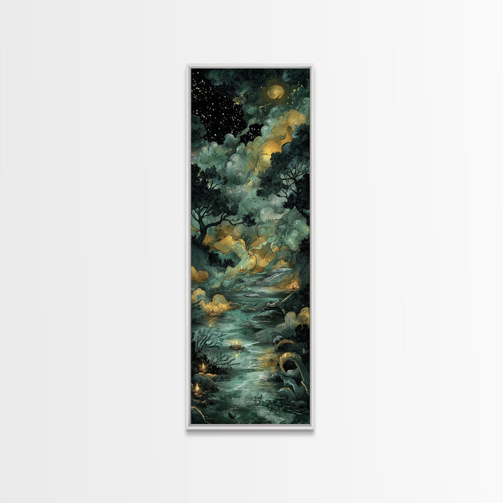 The Widow Of The Whispering Comet, Eldritch Wall Art, Tall Narrow Wall Art, Canvas Print, Halloween Home Decor, Gothic Wall Art