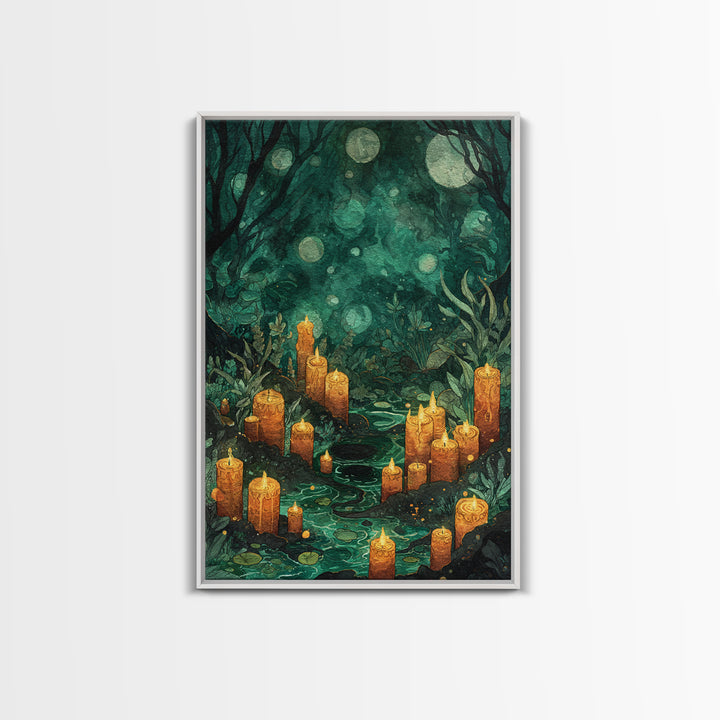 The Oracle Of The Glass Depths, Dark Fantasy Wall Art, Vertical Wall Art, Framed Canvas Print, Halloween Home Decor, Gothic Wall Art