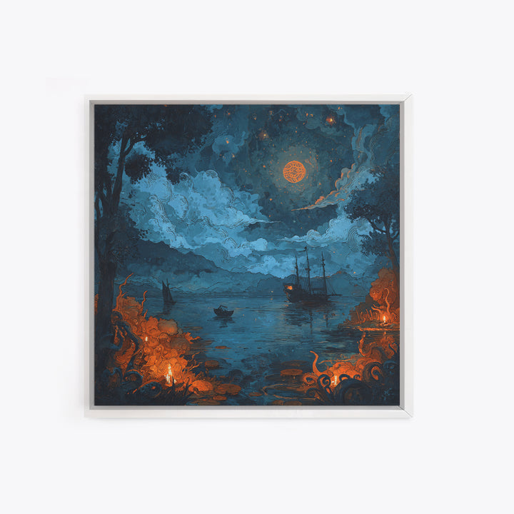 The Oracle Of The Glass Depths, Spooky Wall Decor, Square Wall Art, Canvas Print, Halloween Home Decor, Gothic Wall Art, Halloween Decor
