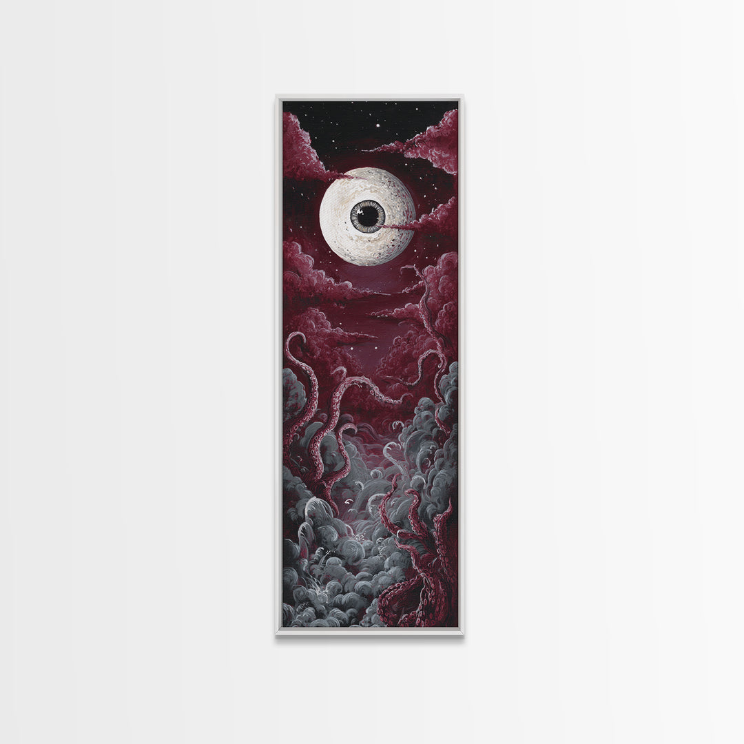 The Oracle Of The Glass Depths, Occult Wall Decor, Tall Narrow Wall Art, Framed Canvas Print, Halloween Home Decor, Gothic Wall Art