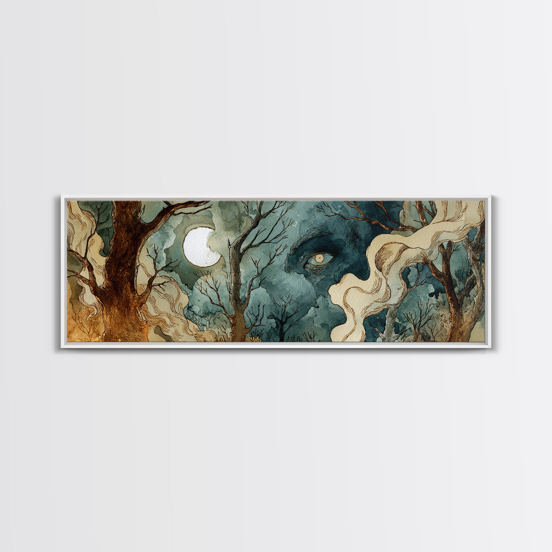 The Sleeper In The Birch Grove, Gothic Home Decor, Extra Wide Wall Art, Canvas Print, Halloween Home Decor, Gothic Wall Art