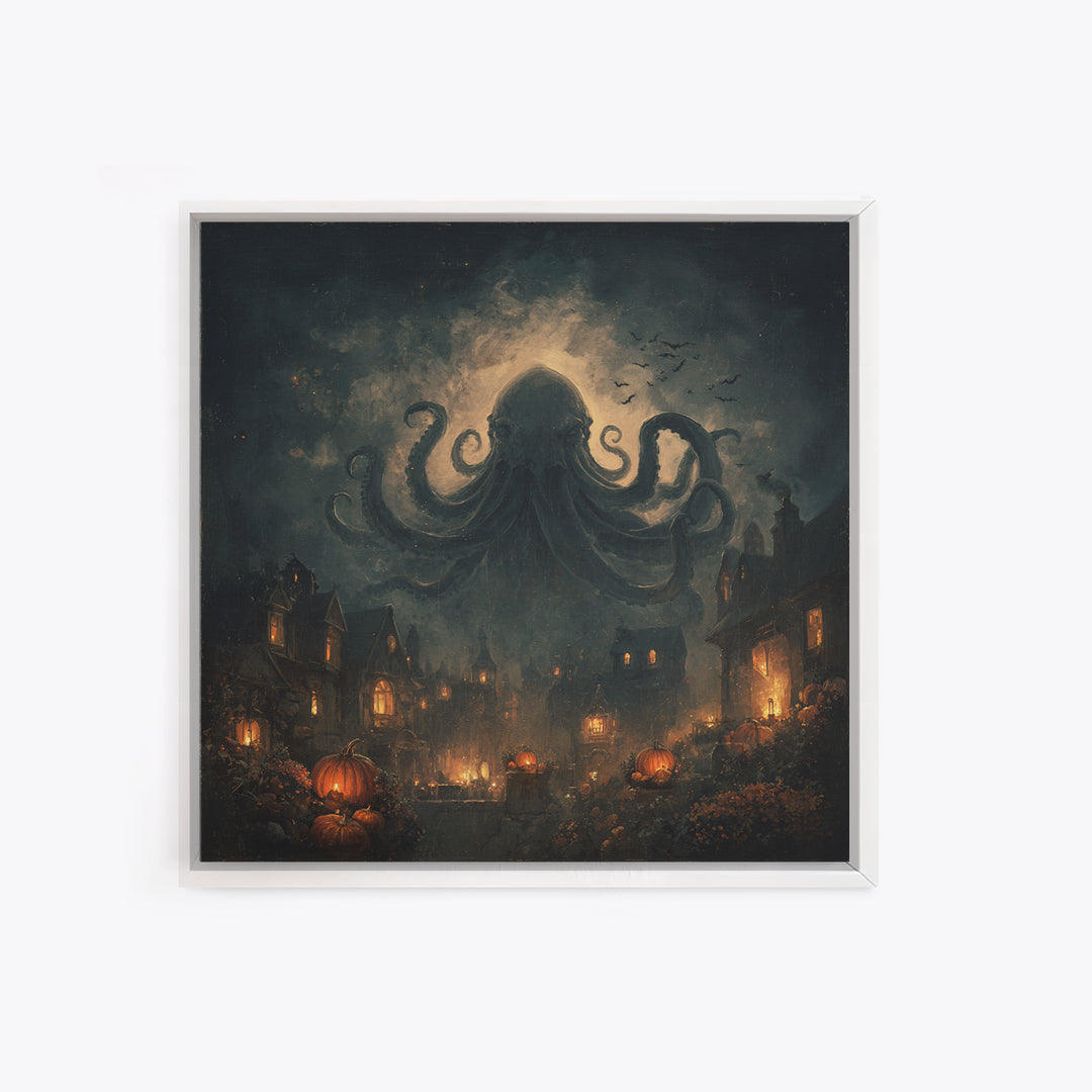 The Crown Of The Tentacled Saint, Halloween Wall Art, Square Wall Art, Framed Canvas Print, Halloween Home Decor, Gothic Wall Art