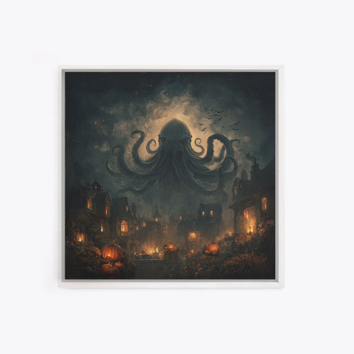 The Crown Of The Tentacled Saint, Halloween Wall Art, Square Wall Art, Framed Canvas Print, Halloween Home Decor, Gothic Wall Art